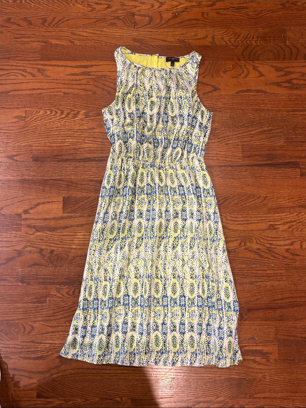 Sleeveless Yellow and Blue Patterned Women's Dress the limited size small P